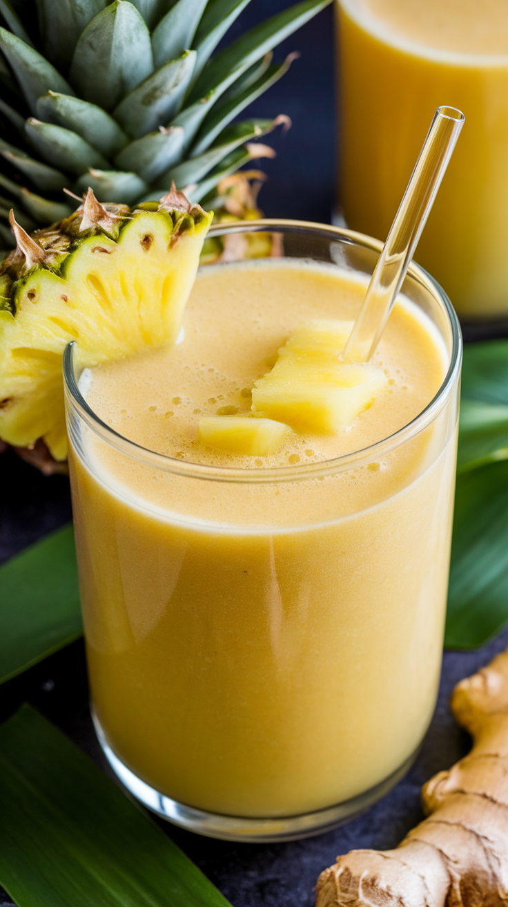 Pineapple Ginger Smoothie for a Fresh Tropical Kick - pineapple ginger smoothie