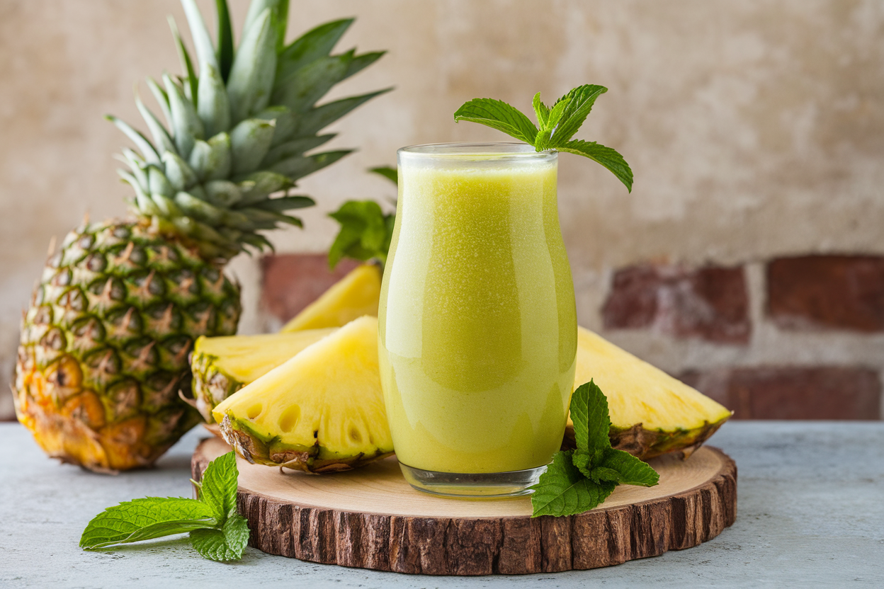 Pineapple Mint Smoothie That Tastes Like a Tropical Cooler - pineapple mint smoothie