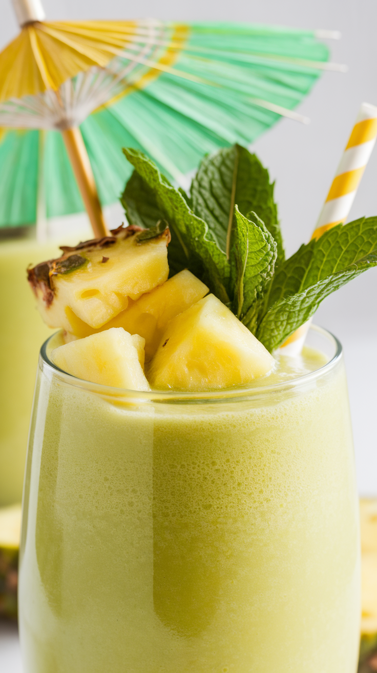 Pineapple Mint Smoothie That Tastes Like a Tropical Cooler - pineapple mint smoothie