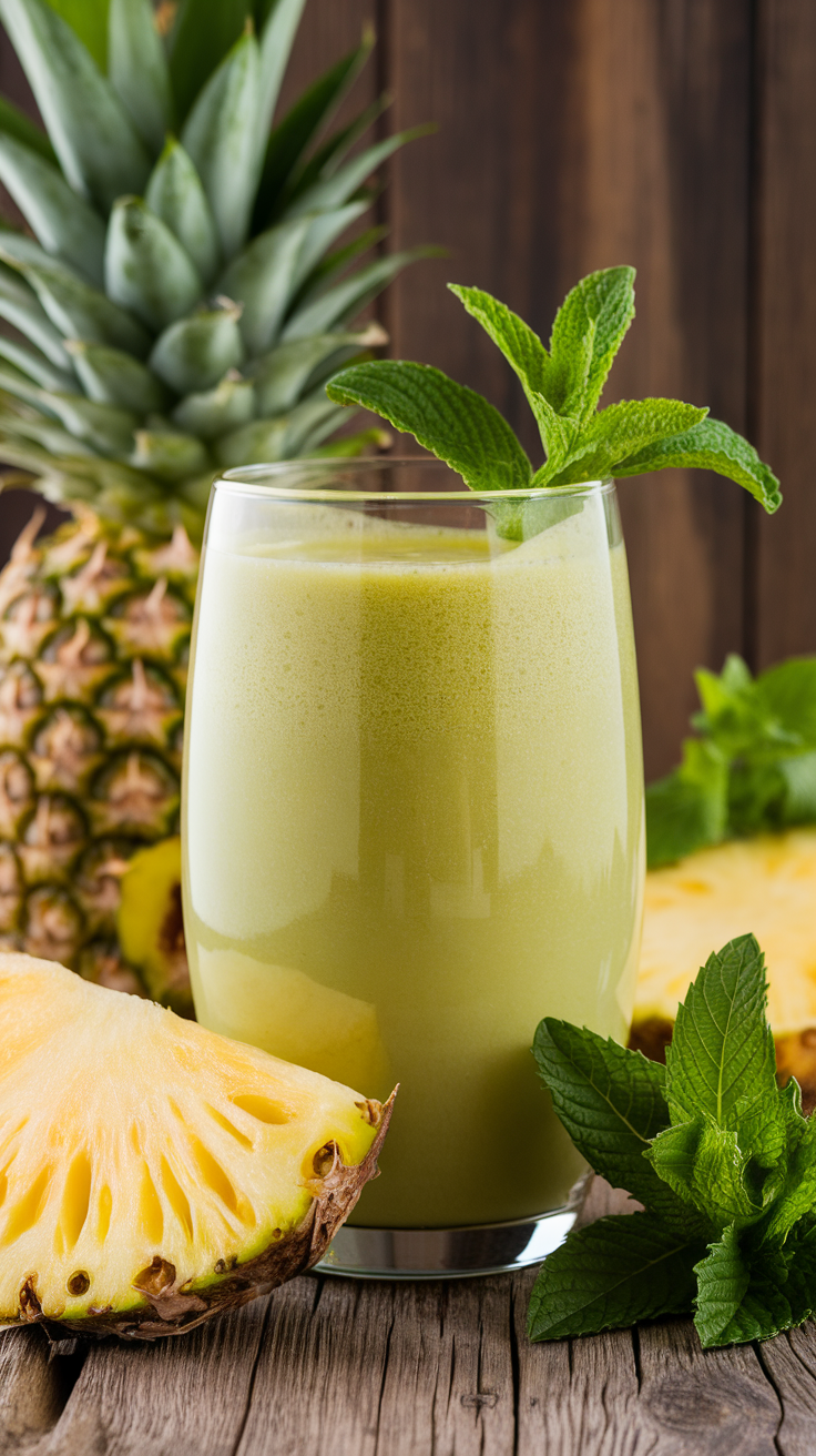 Pineapple Mint Smoothie That Tastes Like a Tropical Cooler - pineapple mint smoothie