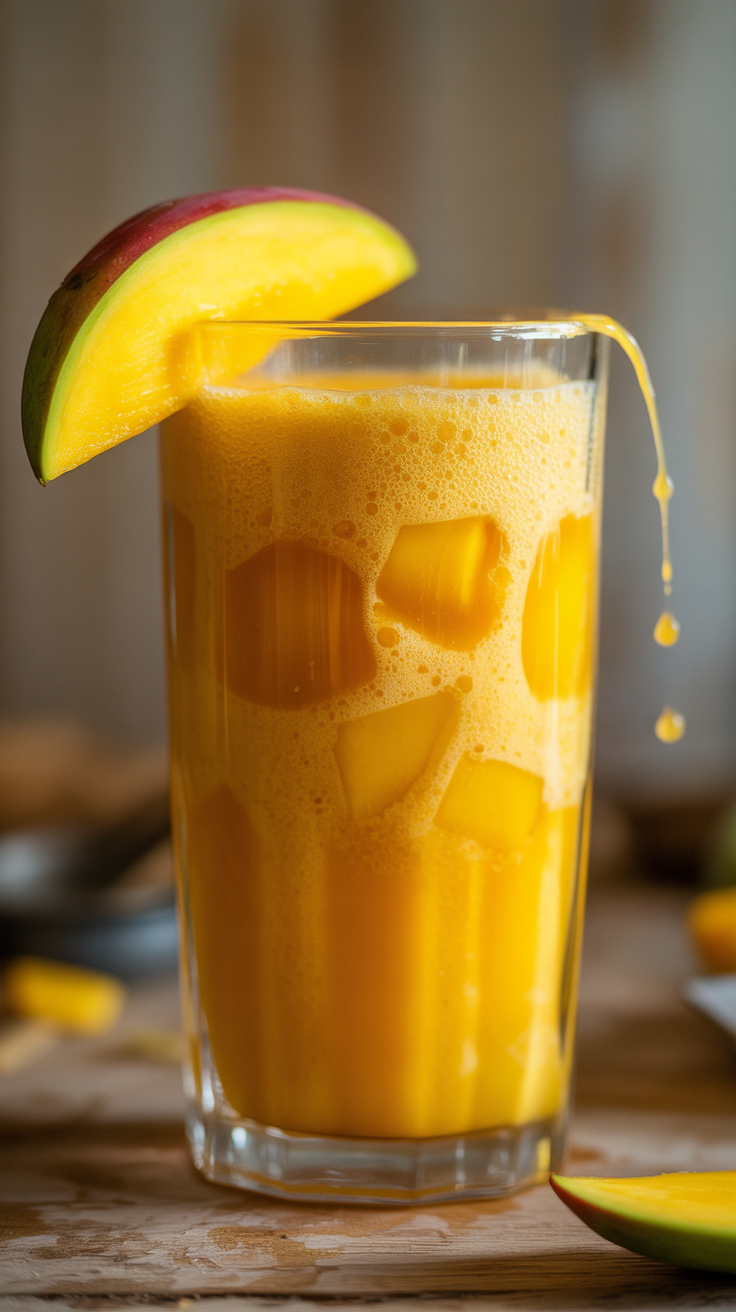 Simple Mango Smoothie with Yogurt - mango smoothie being blended