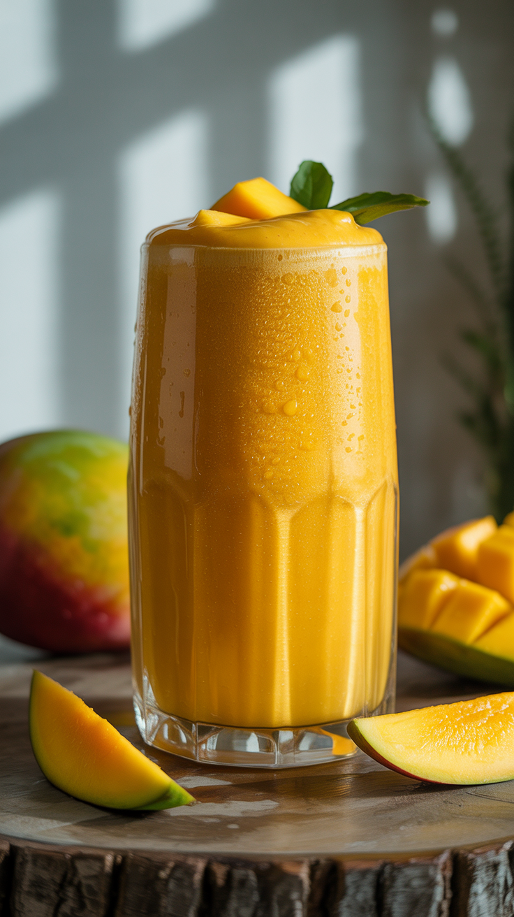 Simple Mango Smoothie with Yogurt - mango smoothie with toppings