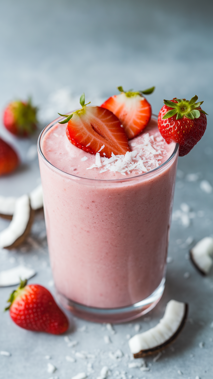 Strawberry Coconut Milk Smoothie for a Creamy Summer Snack - strawberry coconut smoothie blender