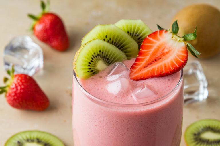 Strawberry Kiwi Smoothie That’s Fresh, Fruity, and Easy - strawberry kiwi smoothie glass