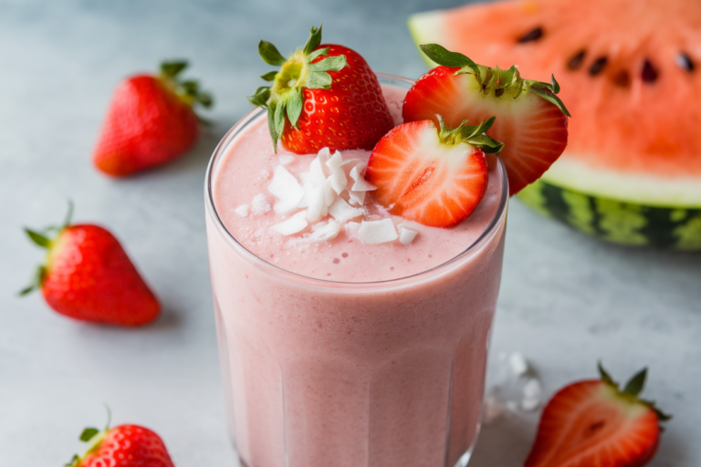 Strawberry Watermelon Coconut Smoothie for a Pretty Summer Sip - strawberry watermelon coconut smoothie