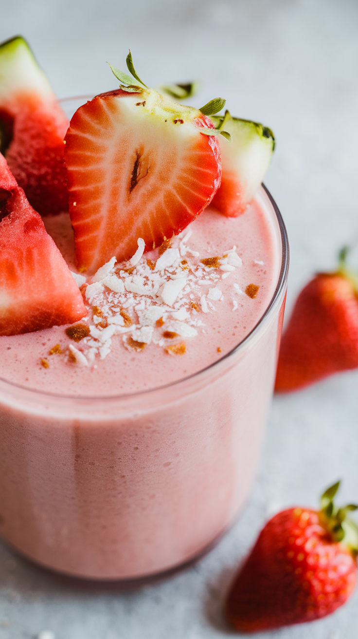 Strawberry Watermelon Coconut Smoothie for a Pretty Summer Sip - strawberry watermelon coconut smoothie