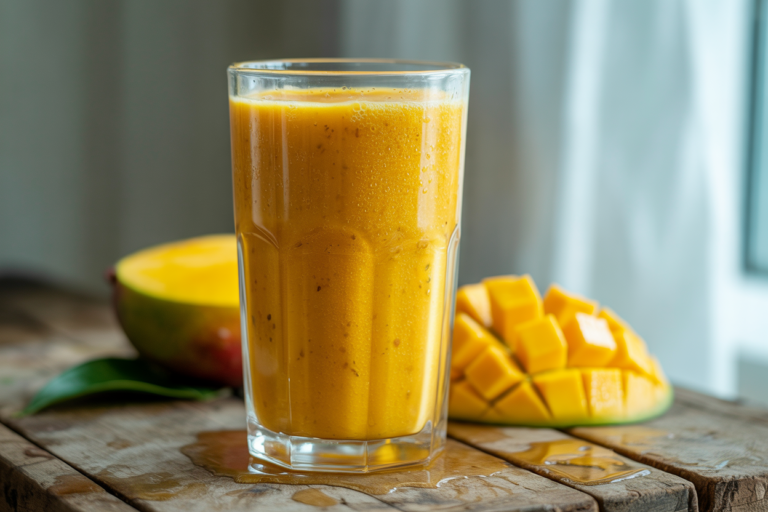 Thick Mango Smoothie Recipe - mango smoothie in glass
