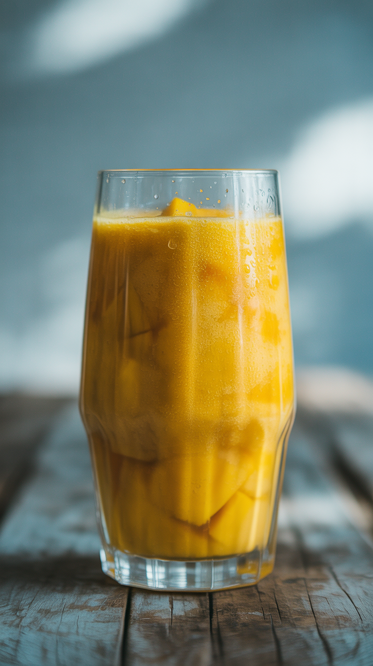 Tropical Mango Smoothie - mango smoothie with toppings