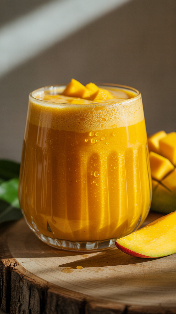 Vegan Mango Smoothie - mango smoothie in blender