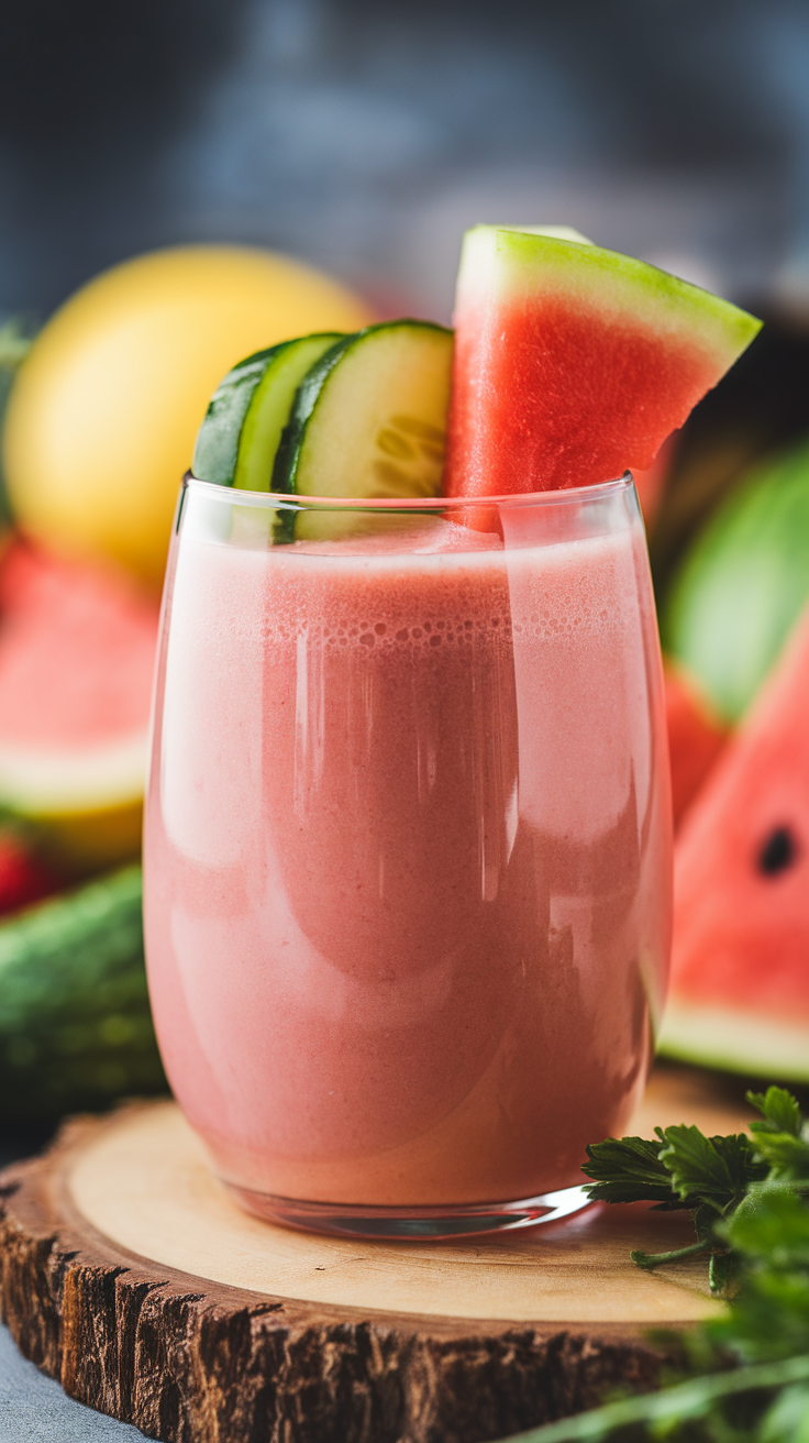 Watermelon Cucumber Smoothie for the Coolest Summer Drink - watermelon cucumber smoothie blender