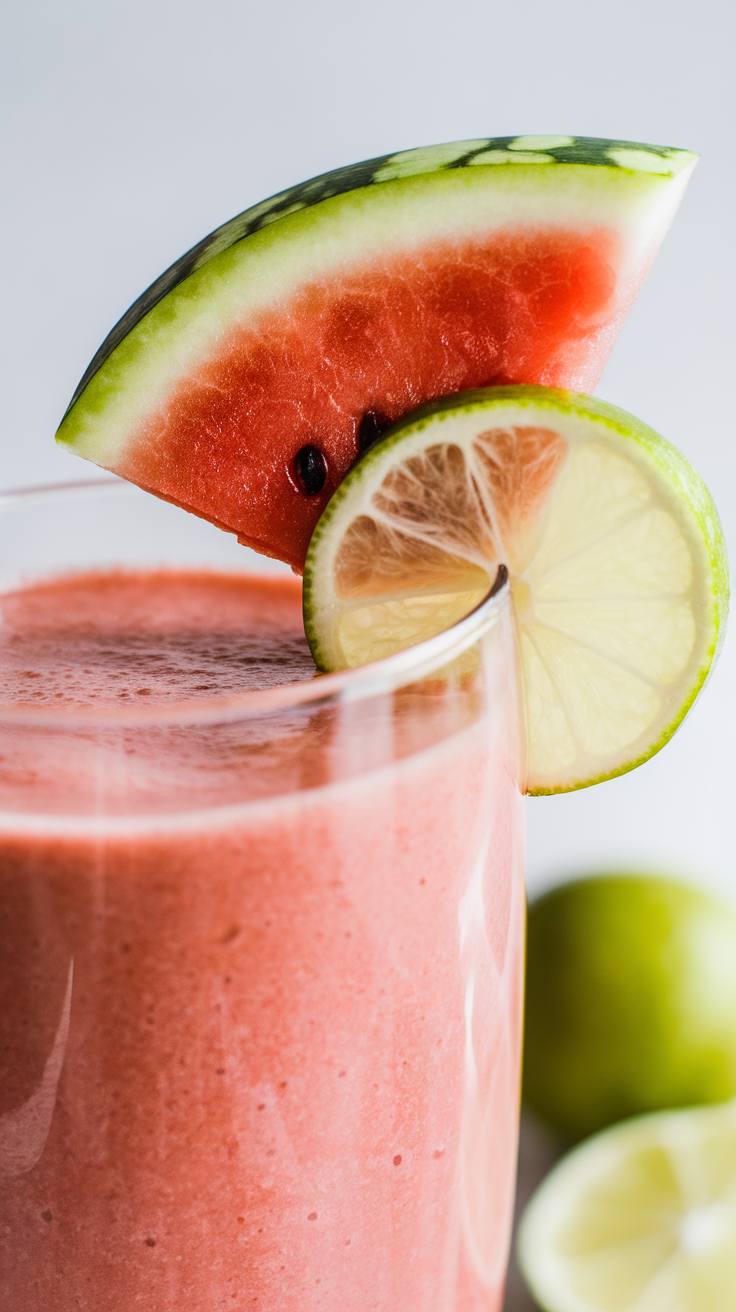 Watermelon Lime Slush Smoothie for a Frozen Summer Drink - watermelon lime smoothie glasses