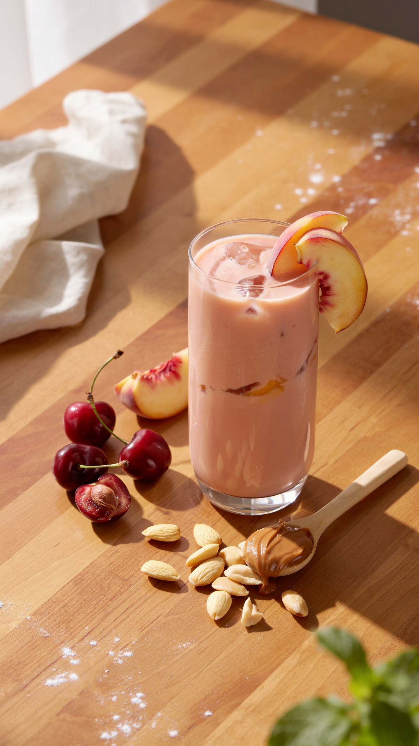 Cherry Peach Almond Smoothie