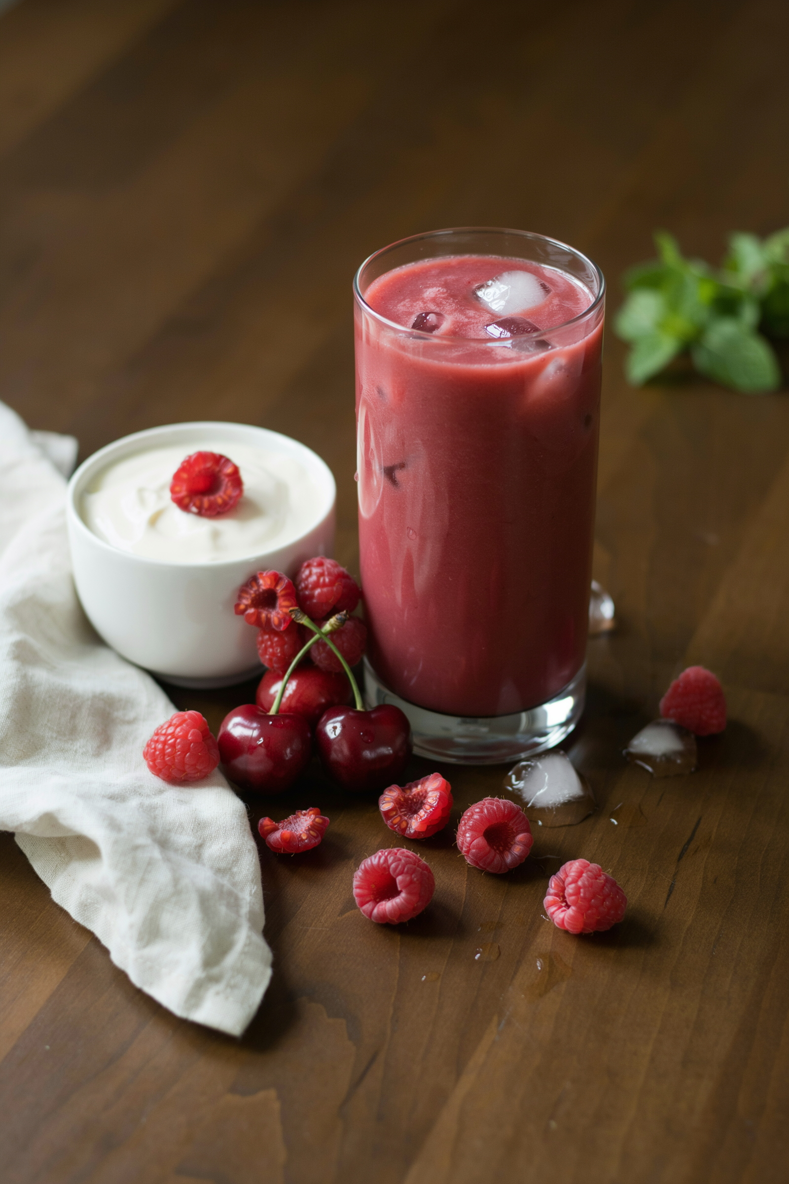 Cherry Raspberry Smoothie With Vanilla Yogurt