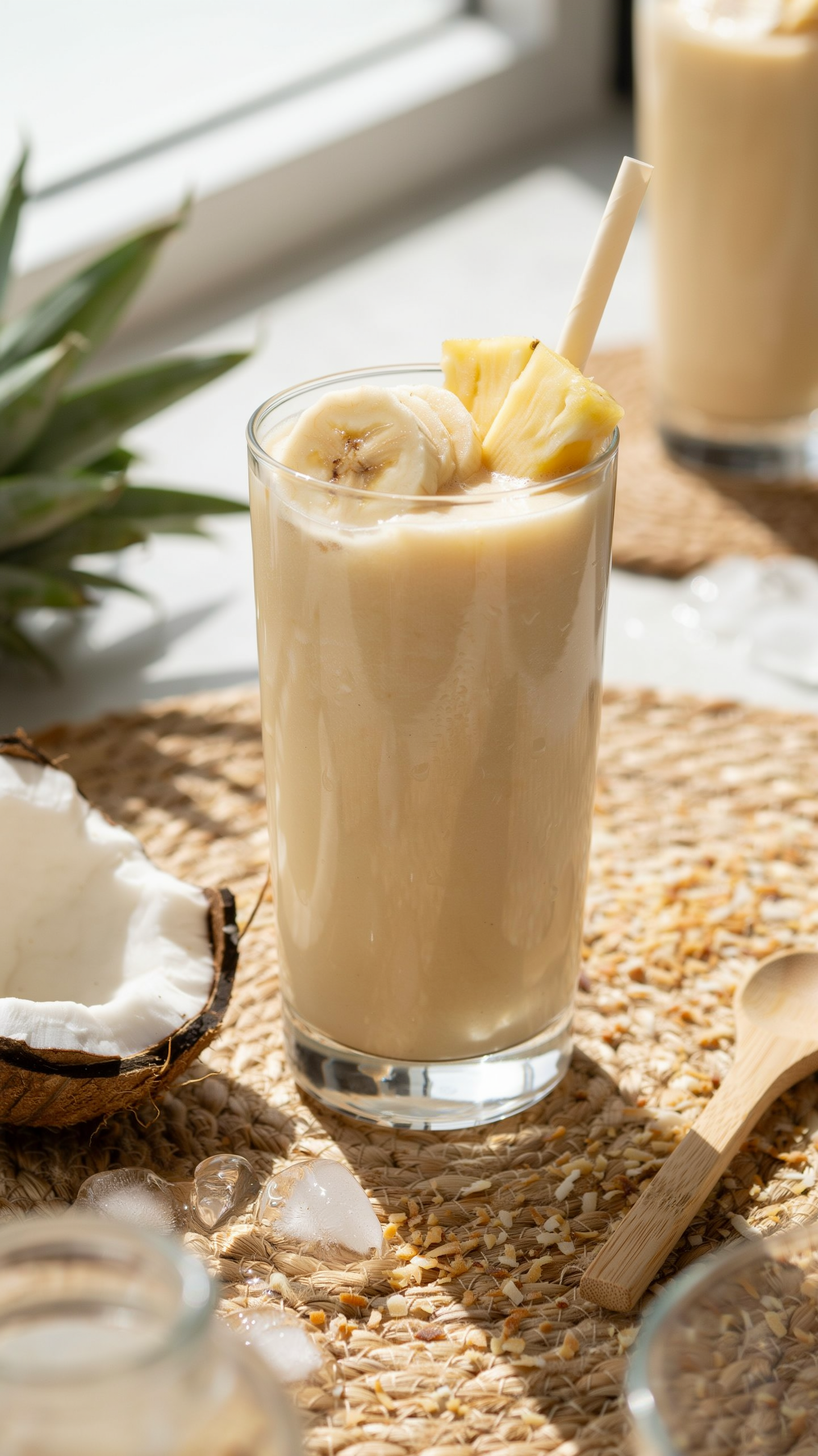 Creamy Coconut Banana Smoothie With Pineapple