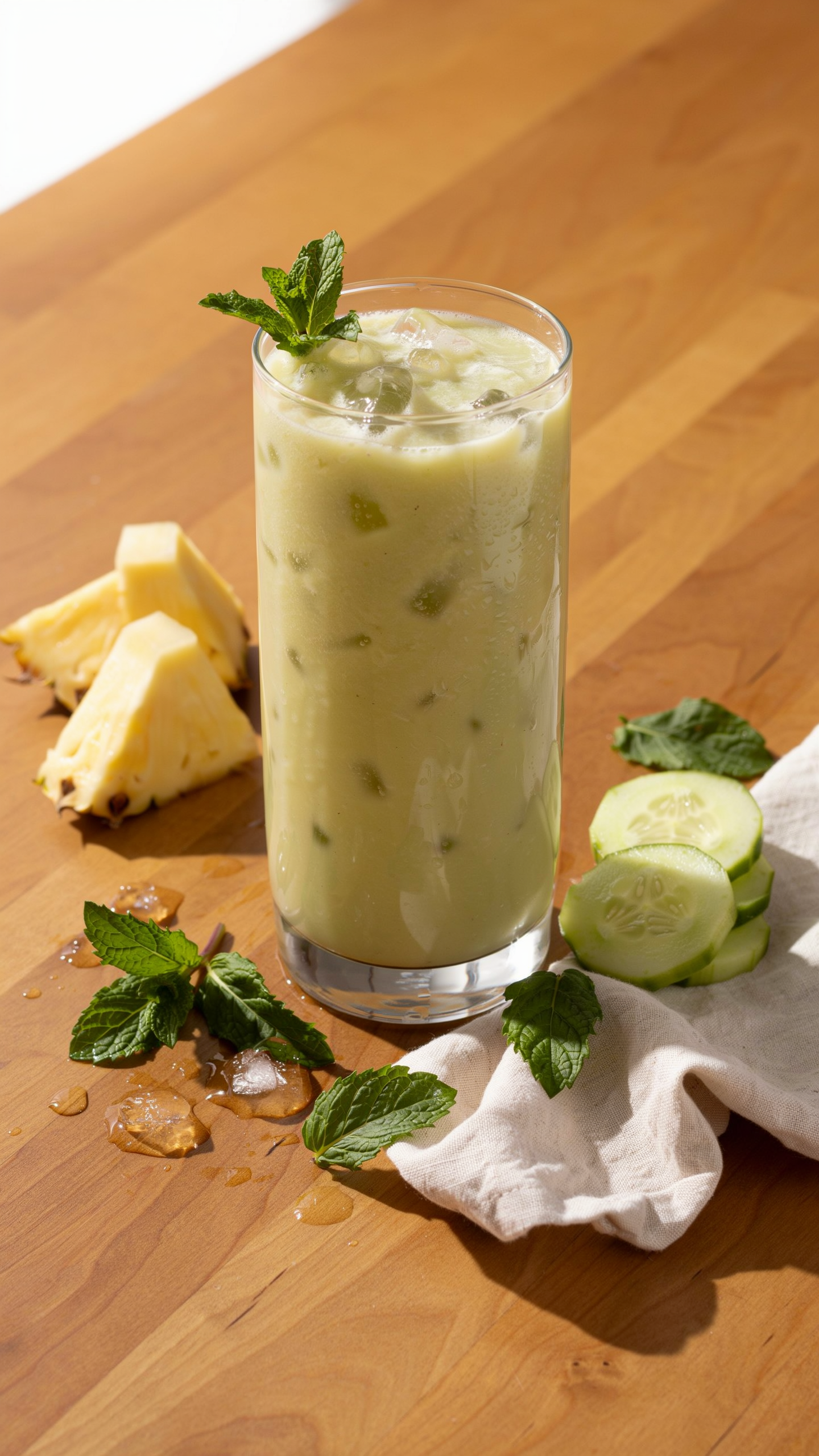 Cucumber Pineapple Mint Smoothie for Hot Afternoons