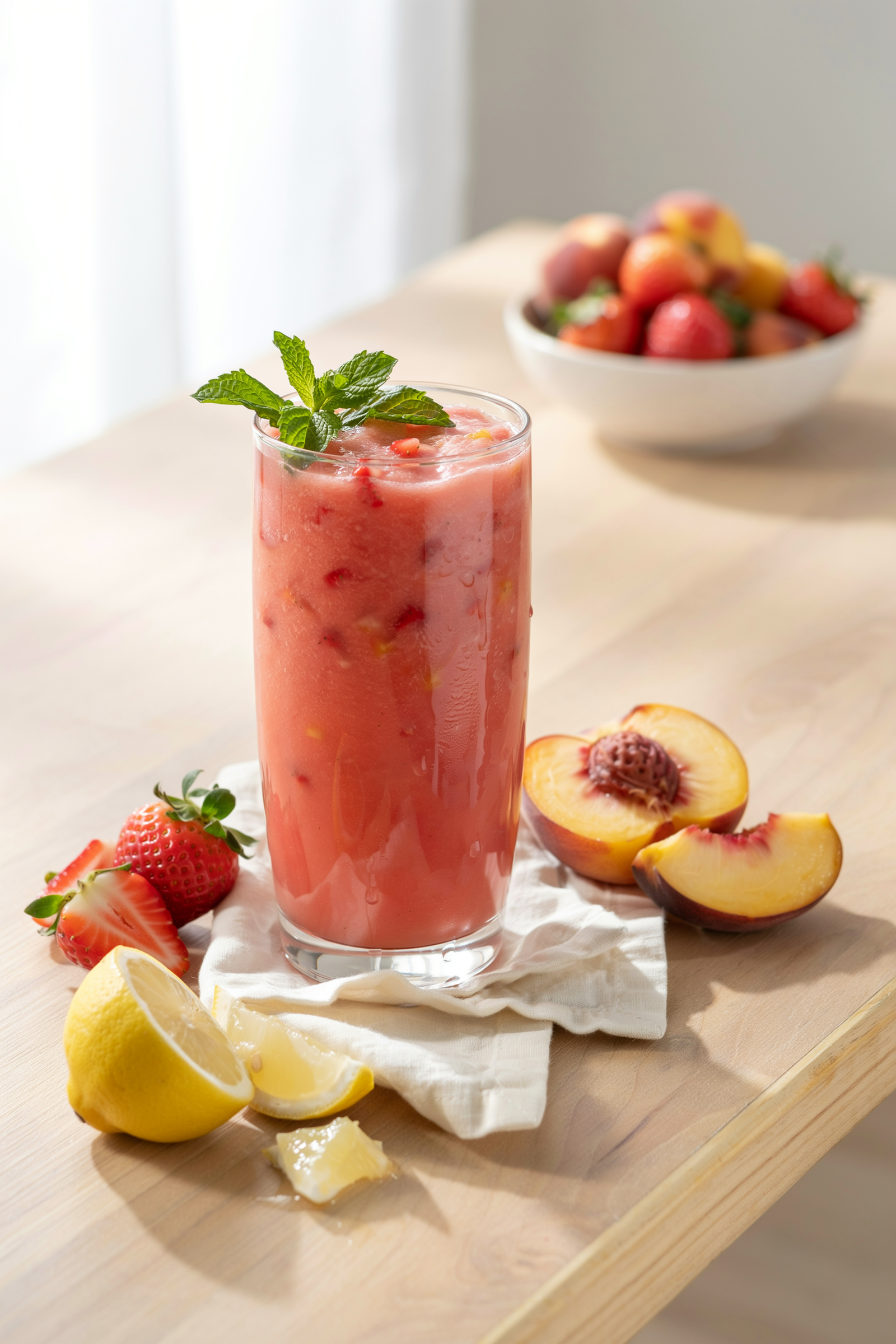 Frozen Strawberry Peach Lemonade Smoothie