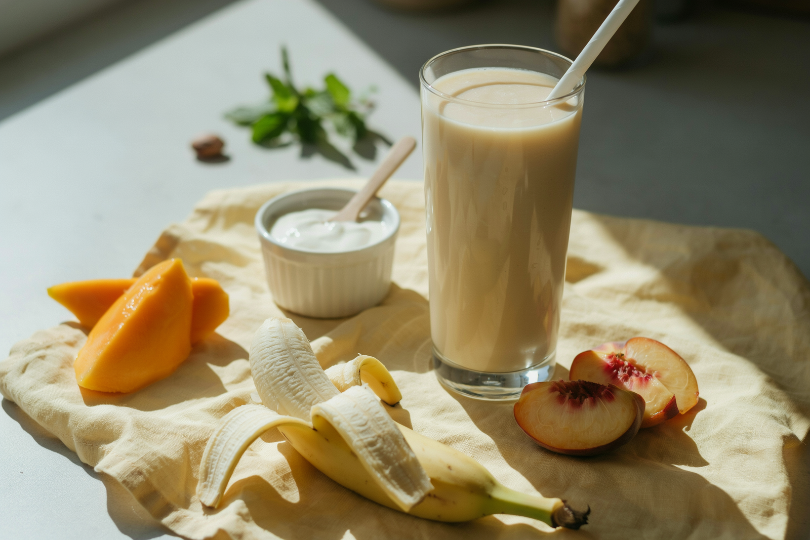 Mango Peach Smoothie With Greek Yogurt