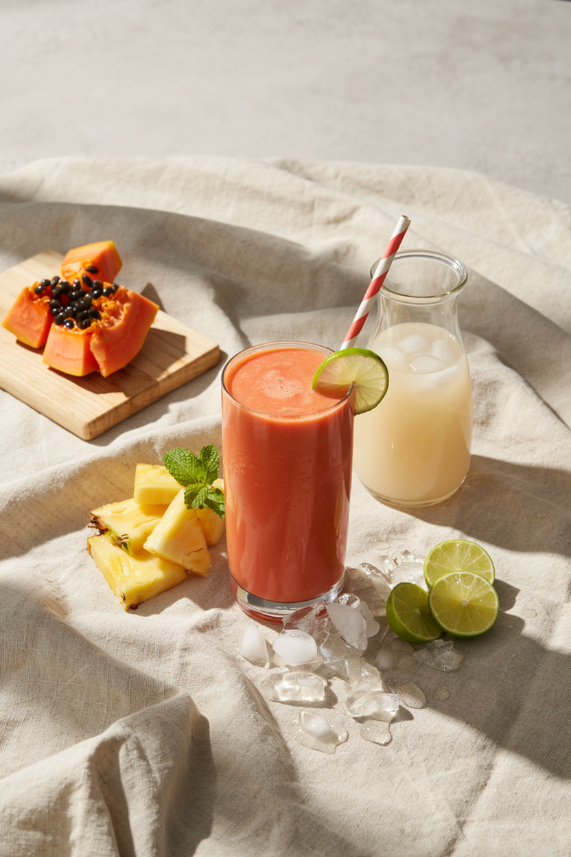 Papaya Pineapple Smoothie With Lime
