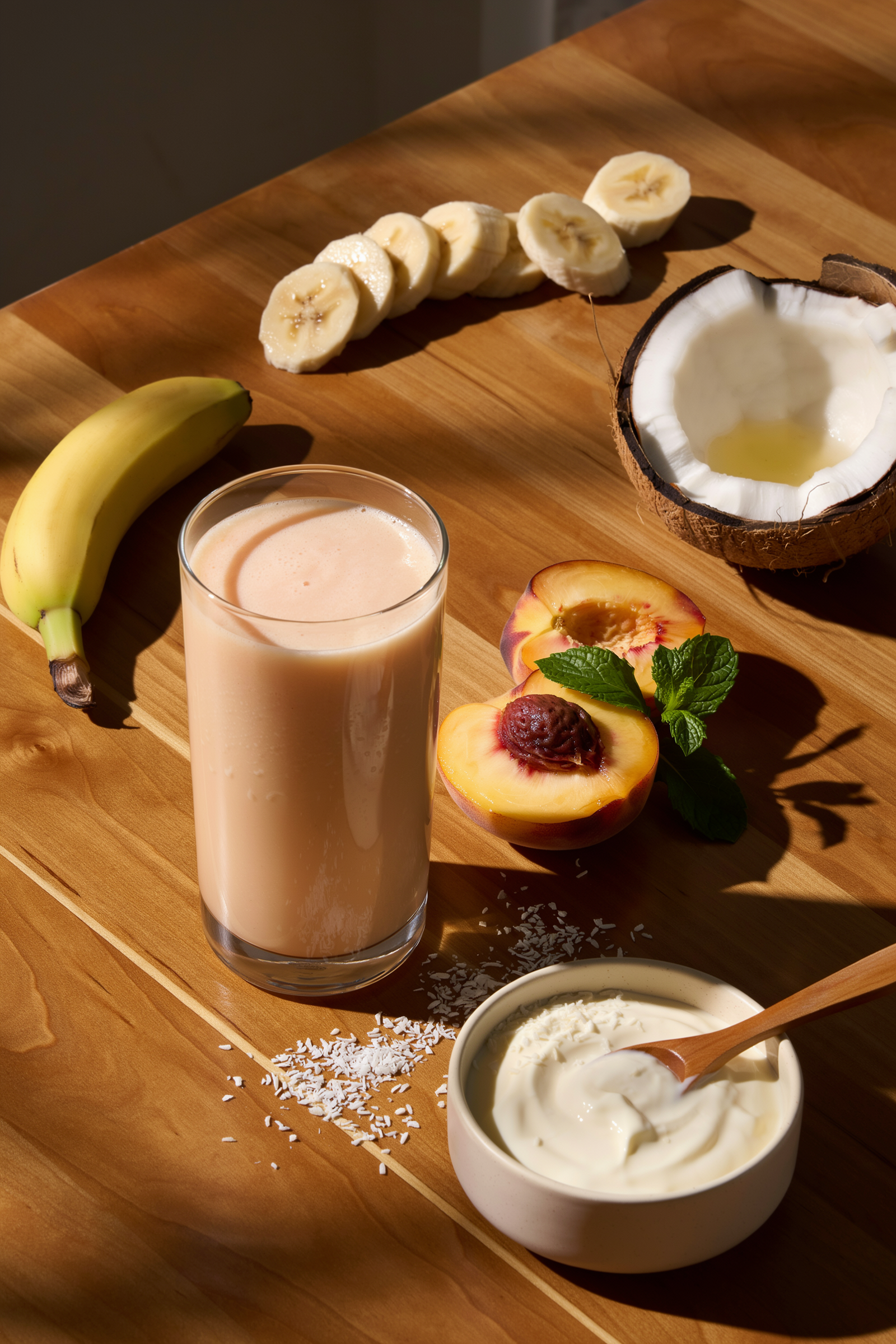 Peach Banana Coconut Smoothie