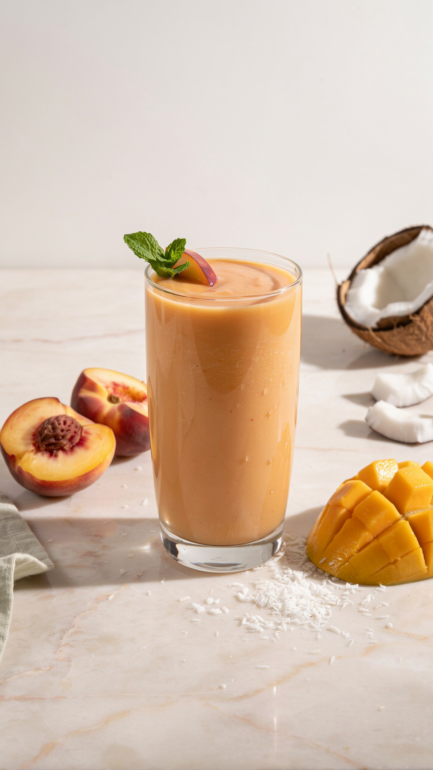 Peach Mango Coconut Smoothie for Summer Breakfasts