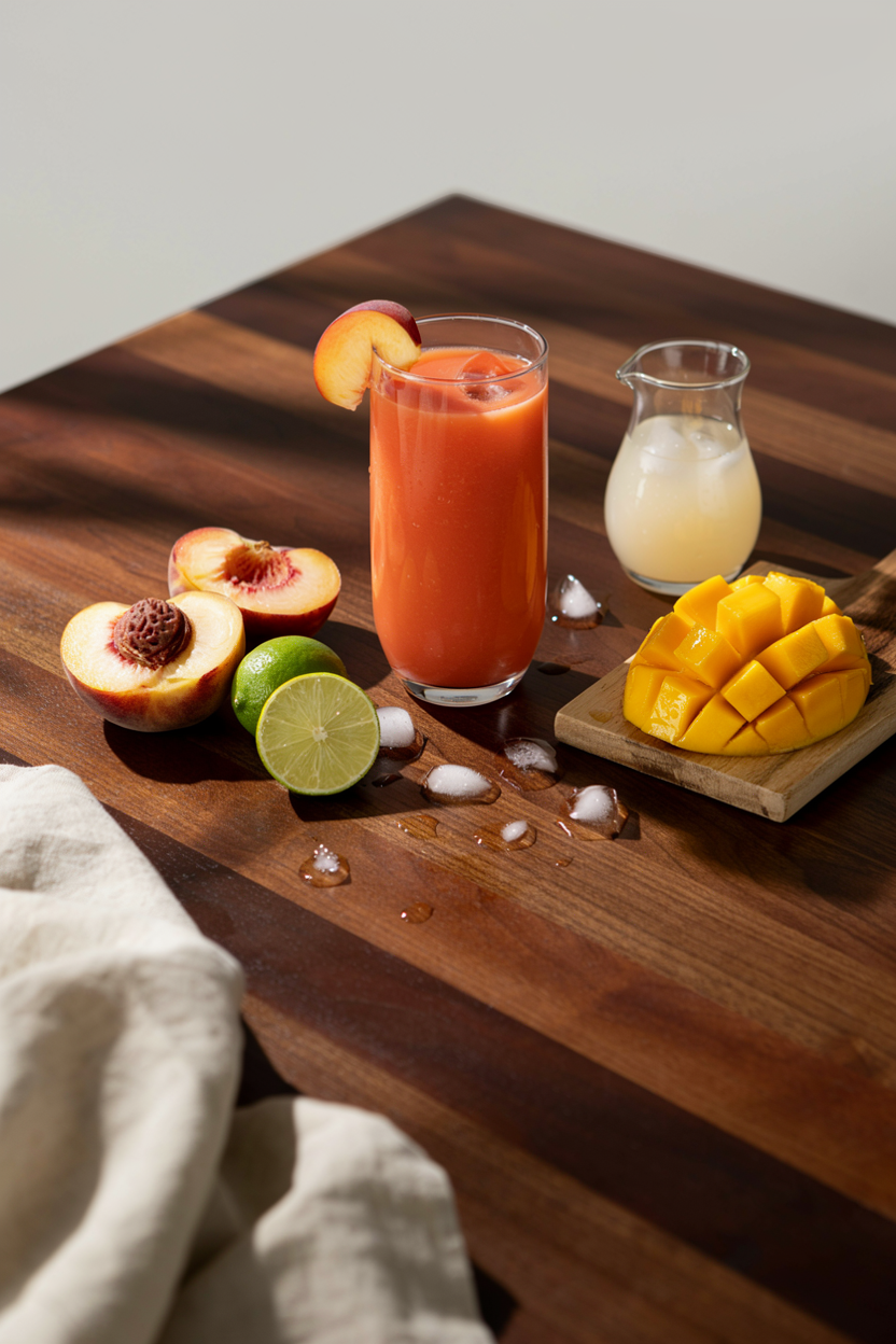 Peach Mango Smoothie With Coconut Water
