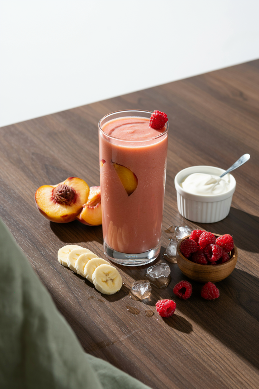 Peach Raspberry Cream Smoothie