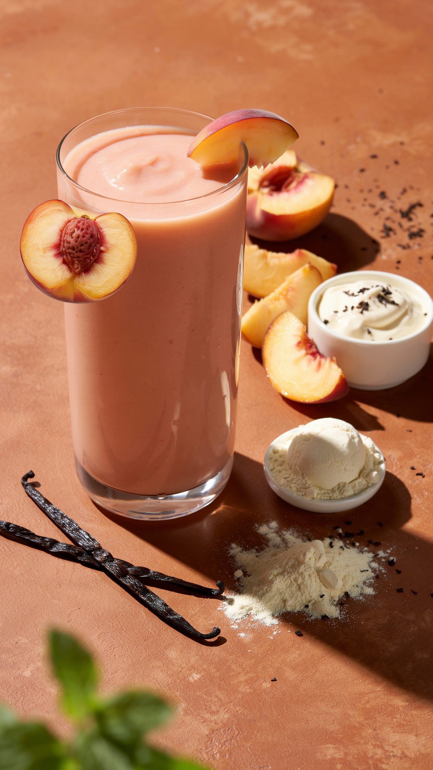 Peach Vanilla High-Protein Smoothie for Breakfast