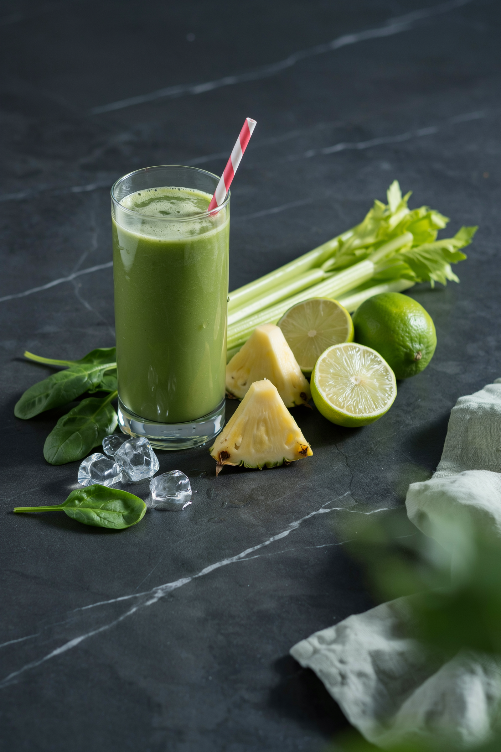 Pineapple Celery Green Smoothie With Lime