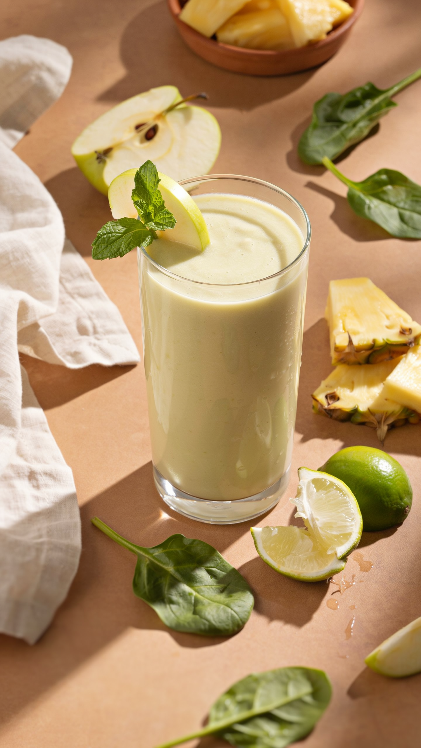 Pineapple Green Apple Smoothie With Lime