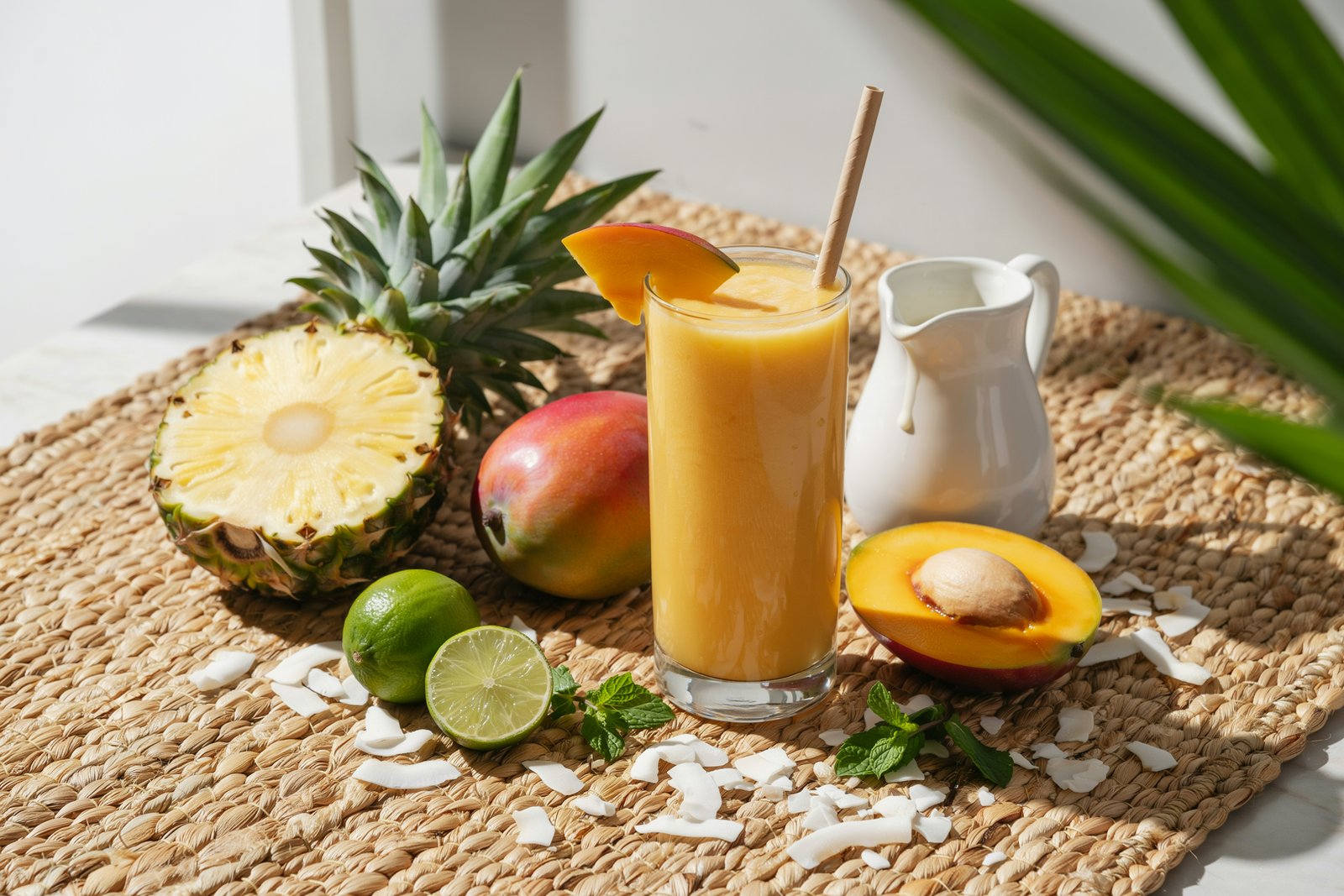 Pineapple Mango Smoothie With Coconut Milk