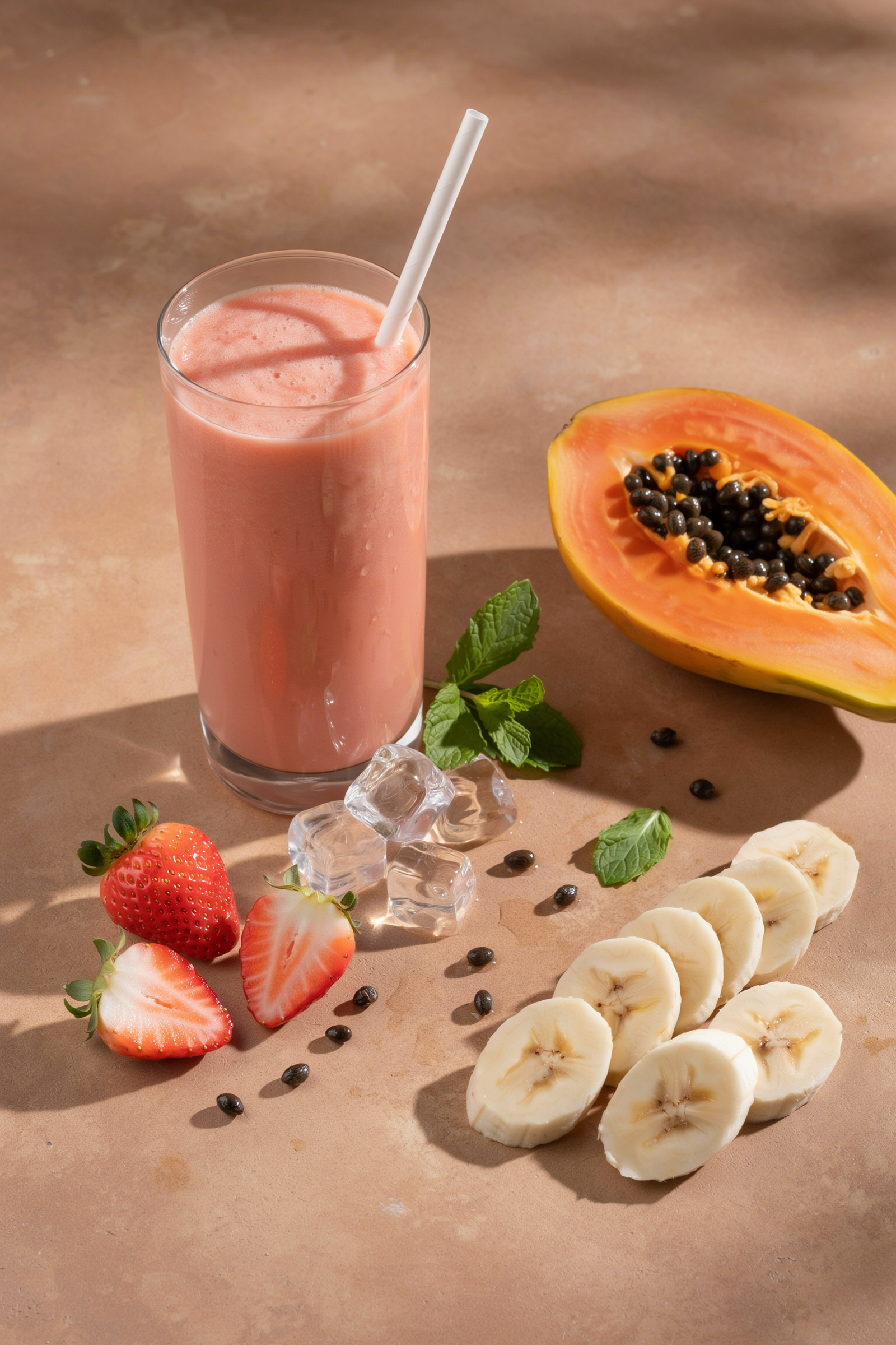 Strawberry Papaya Smoothie With Tropical Flavor