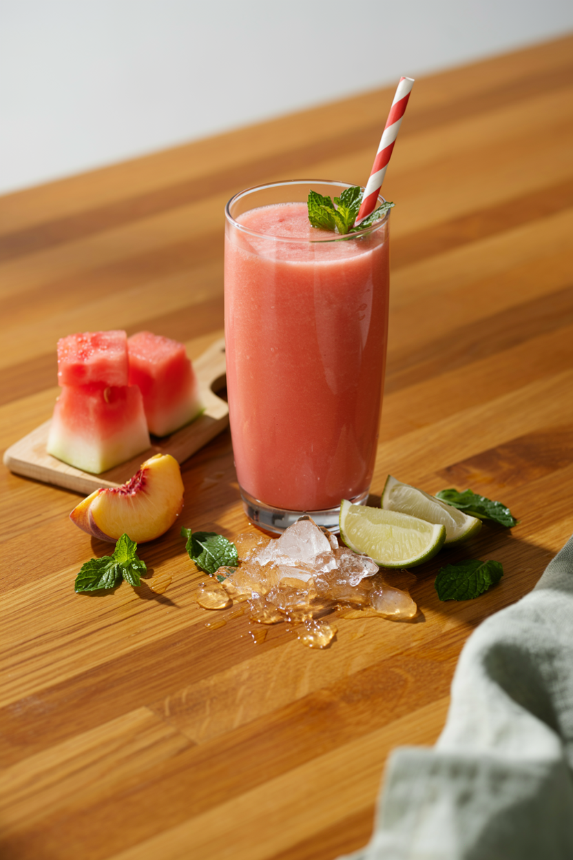 Watermelon Peach Lime Smoothie for Hot Days