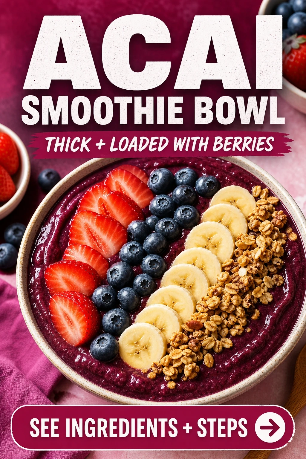 Acai Smoothie Bowl With Berries and Granola