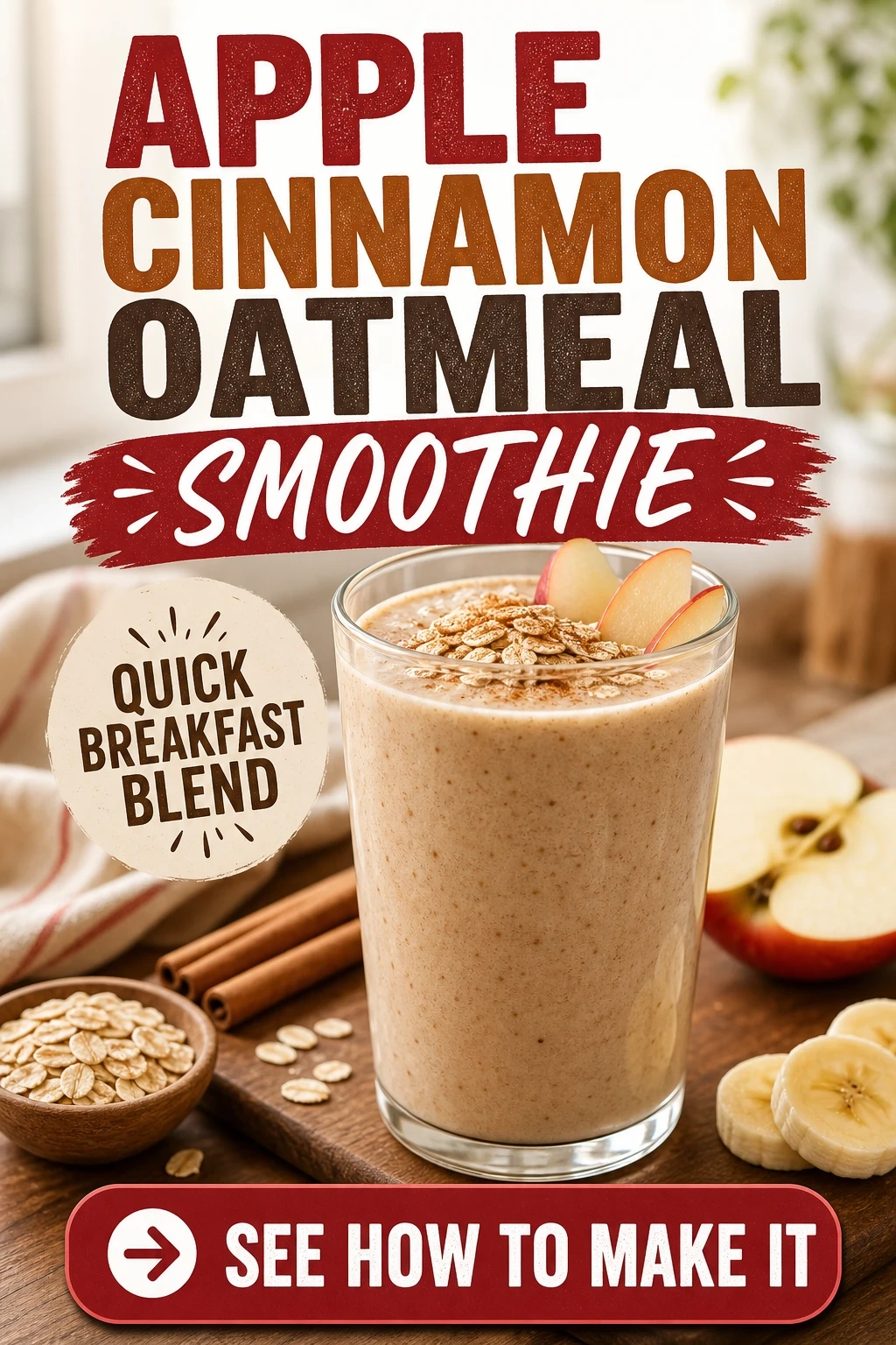 Apple Cinnamon Oatmeal Smoothie for Busy Mornings