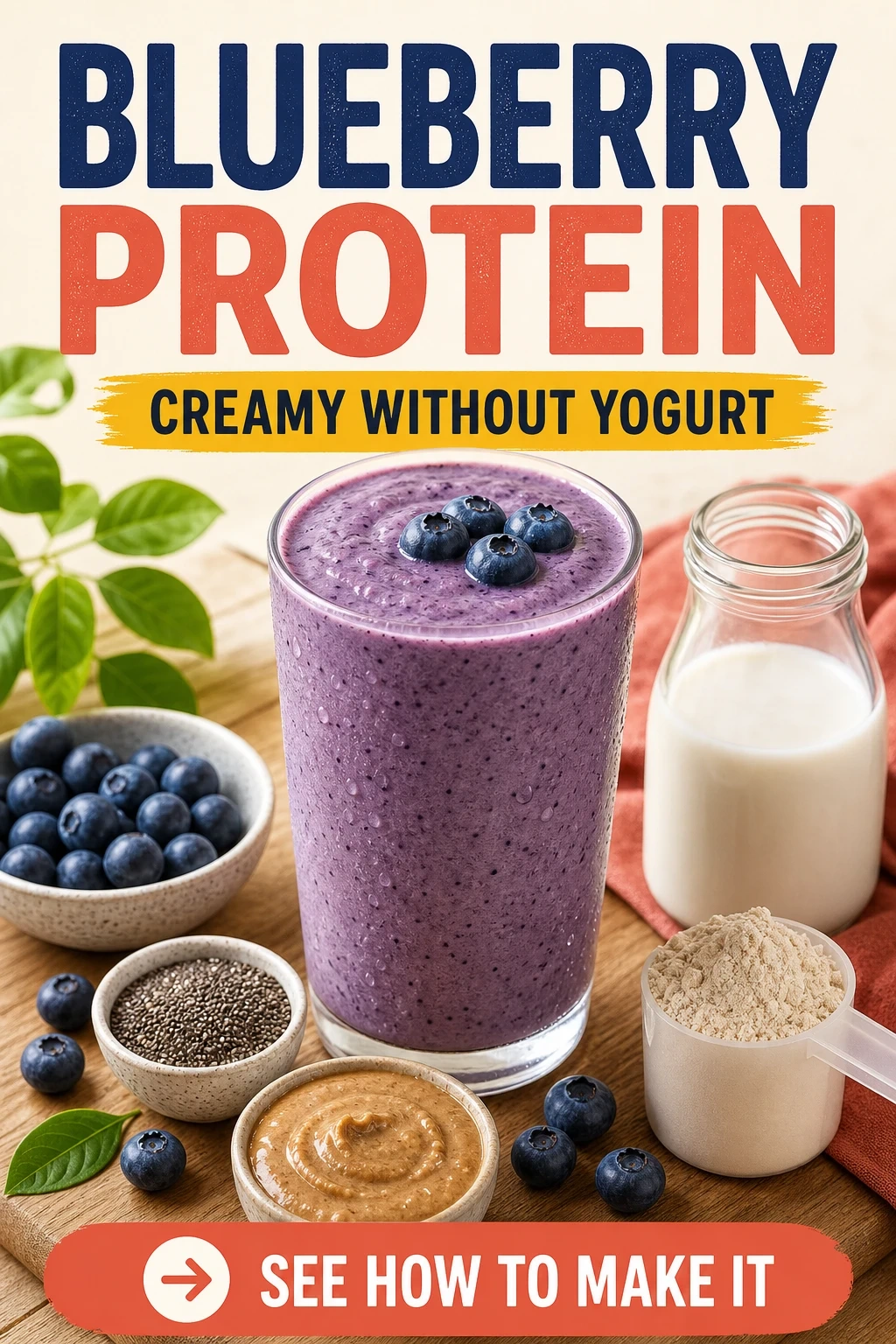 Blueberry Protein Smoothie Without Yogurt