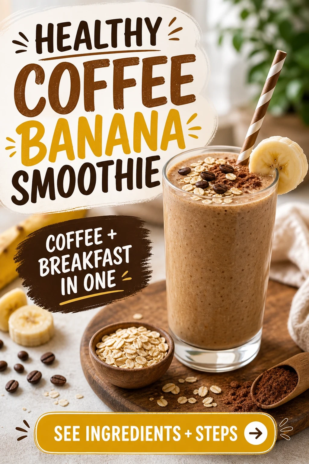 Healthy Coffee Banana Smoothie With Oats