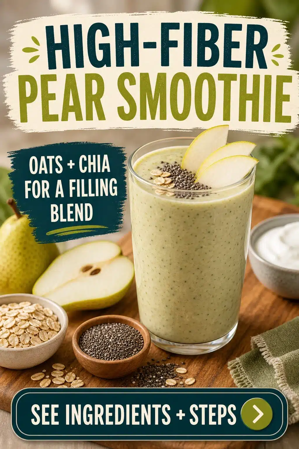High-Fiber Pear Weight Loss Smoothie With Chia
