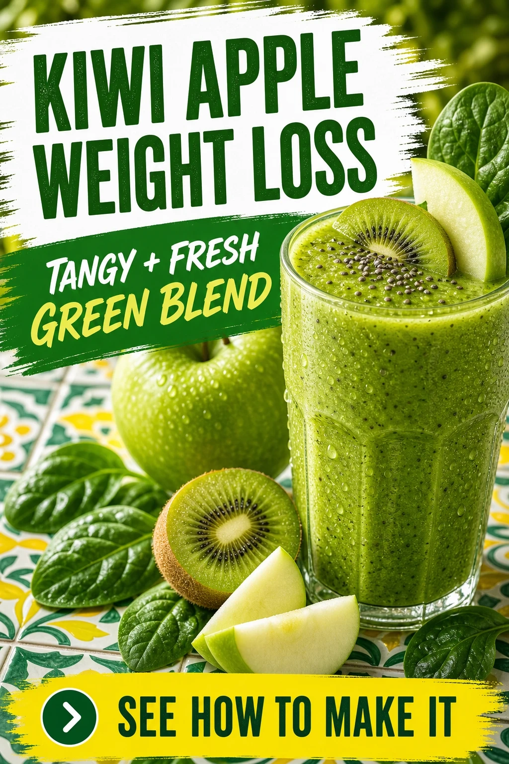 Kiwi Apple Weight Loss Smoothie With Spinach