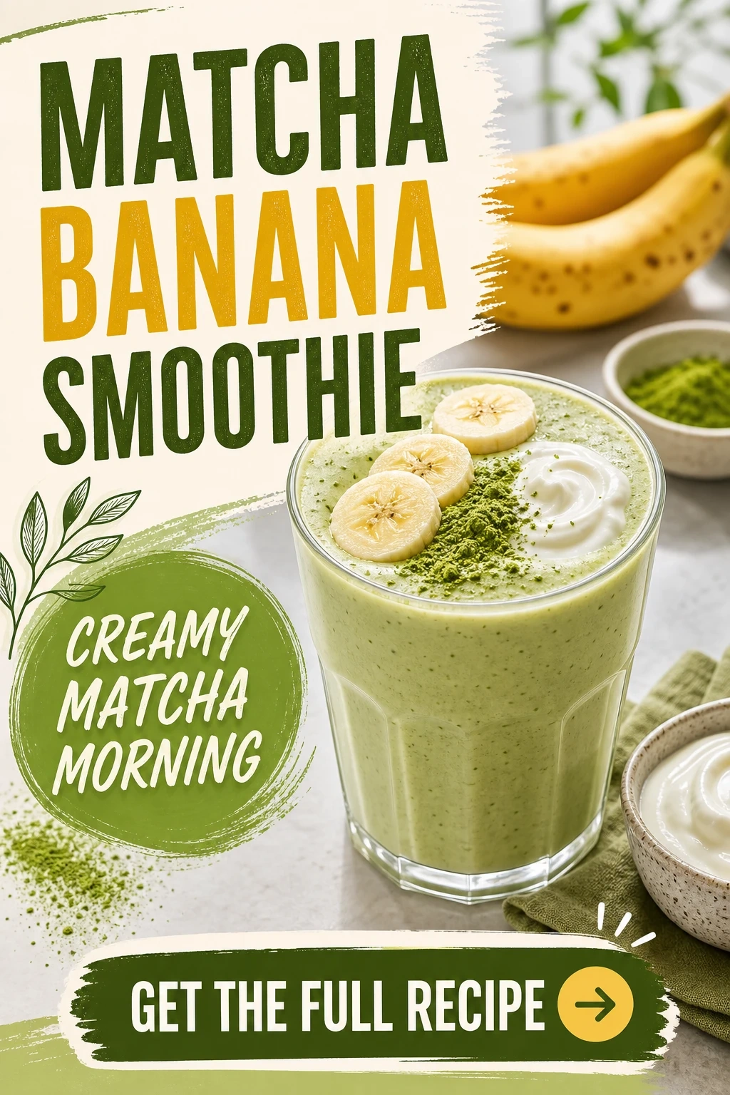 Matcha Banana Smoothie With Greek Yogurt