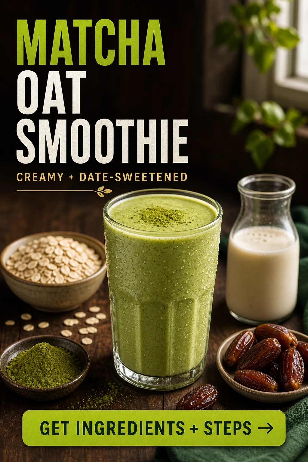 Matcha Oat Smoothie With Dates