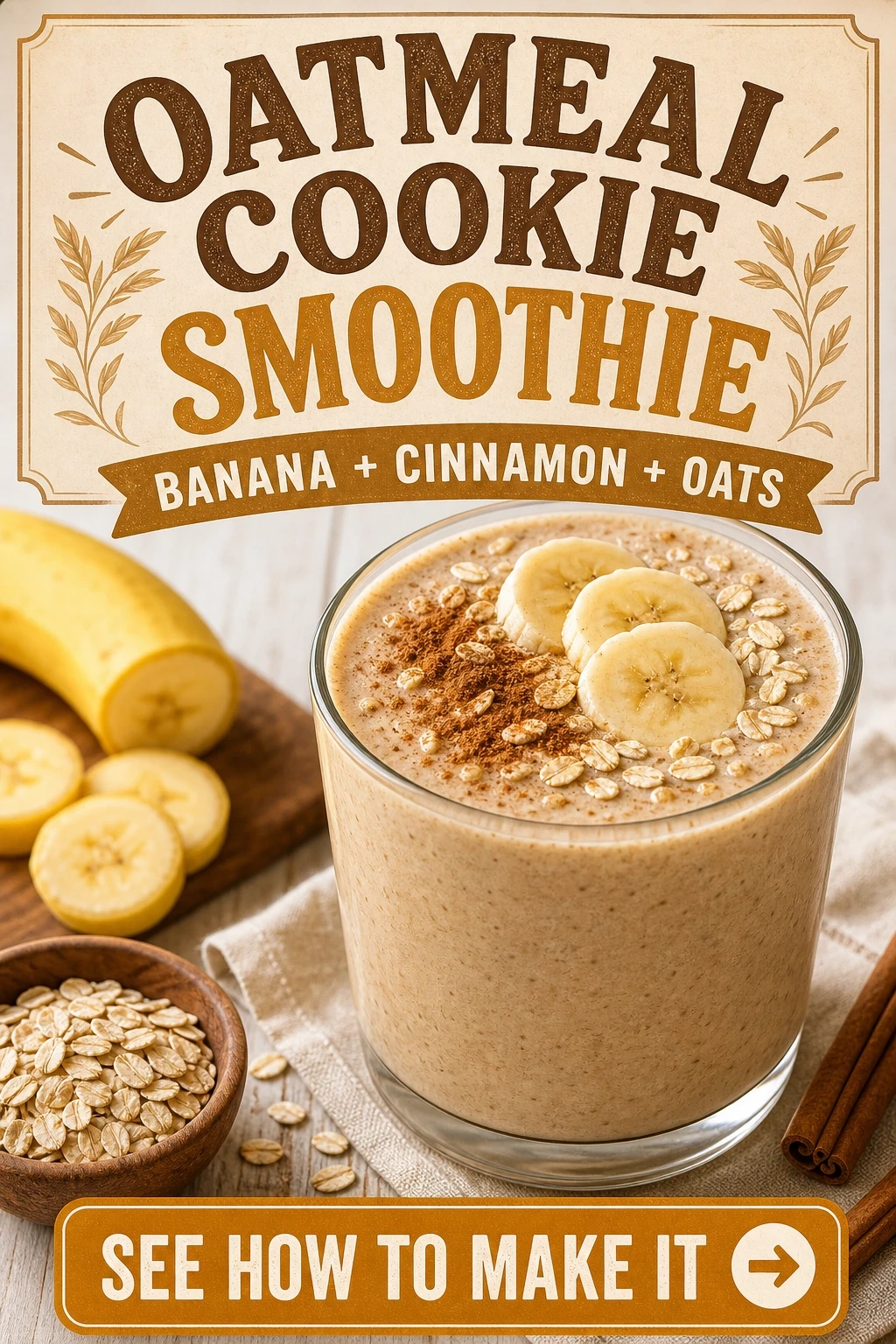 Oatmeal Cookie Smoothie With Banana and Cinnamon