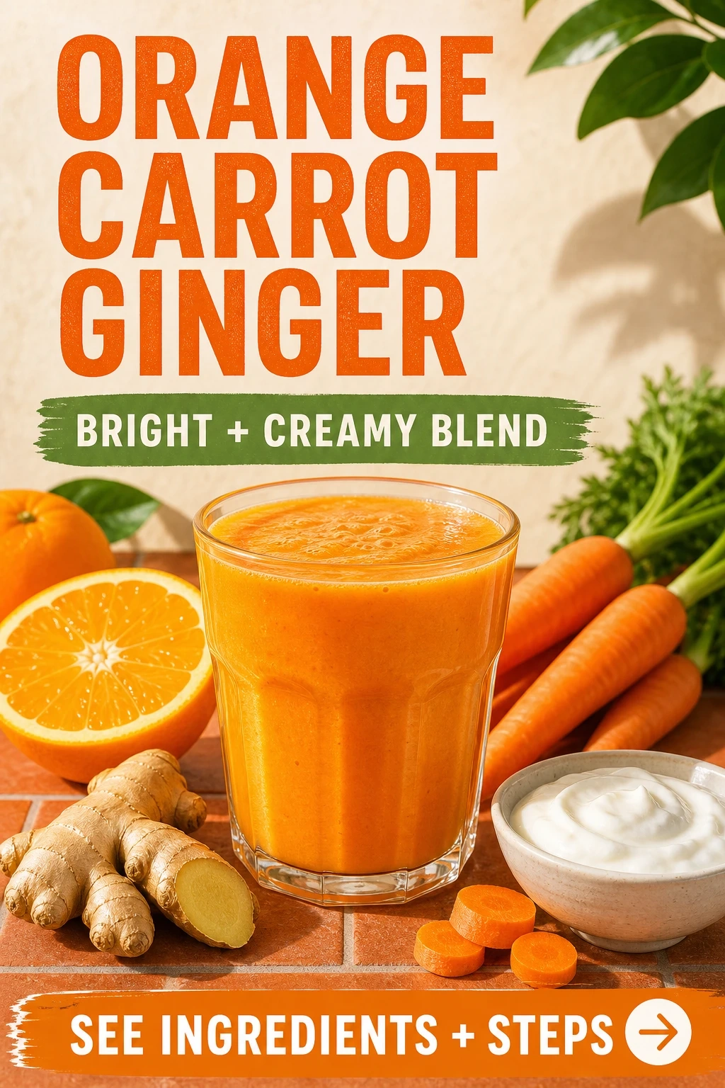 Orange Carrot Ginger Smoothie With Greek Yogurt