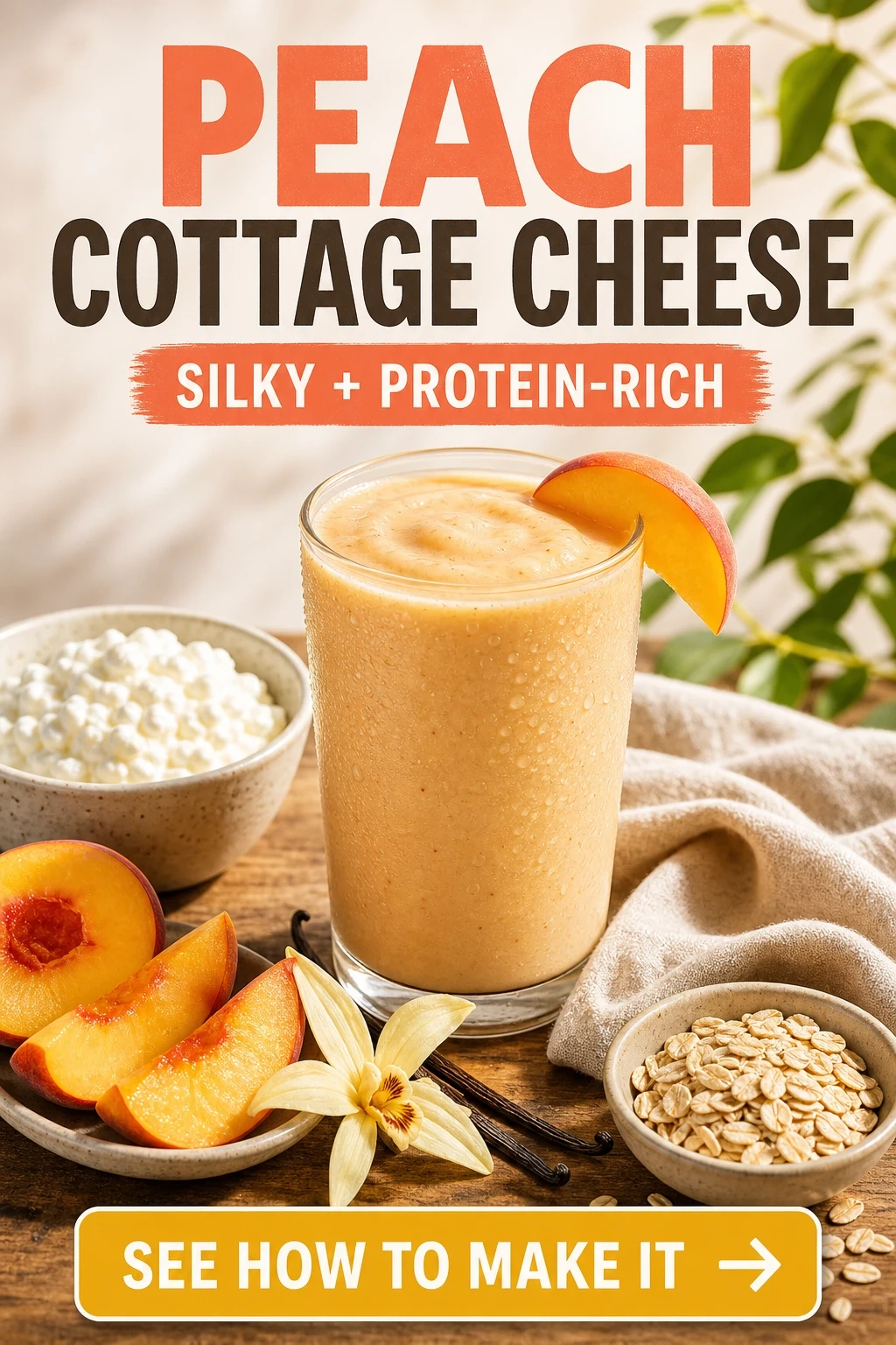 Peach Cottage Cheese Protein Smoothie