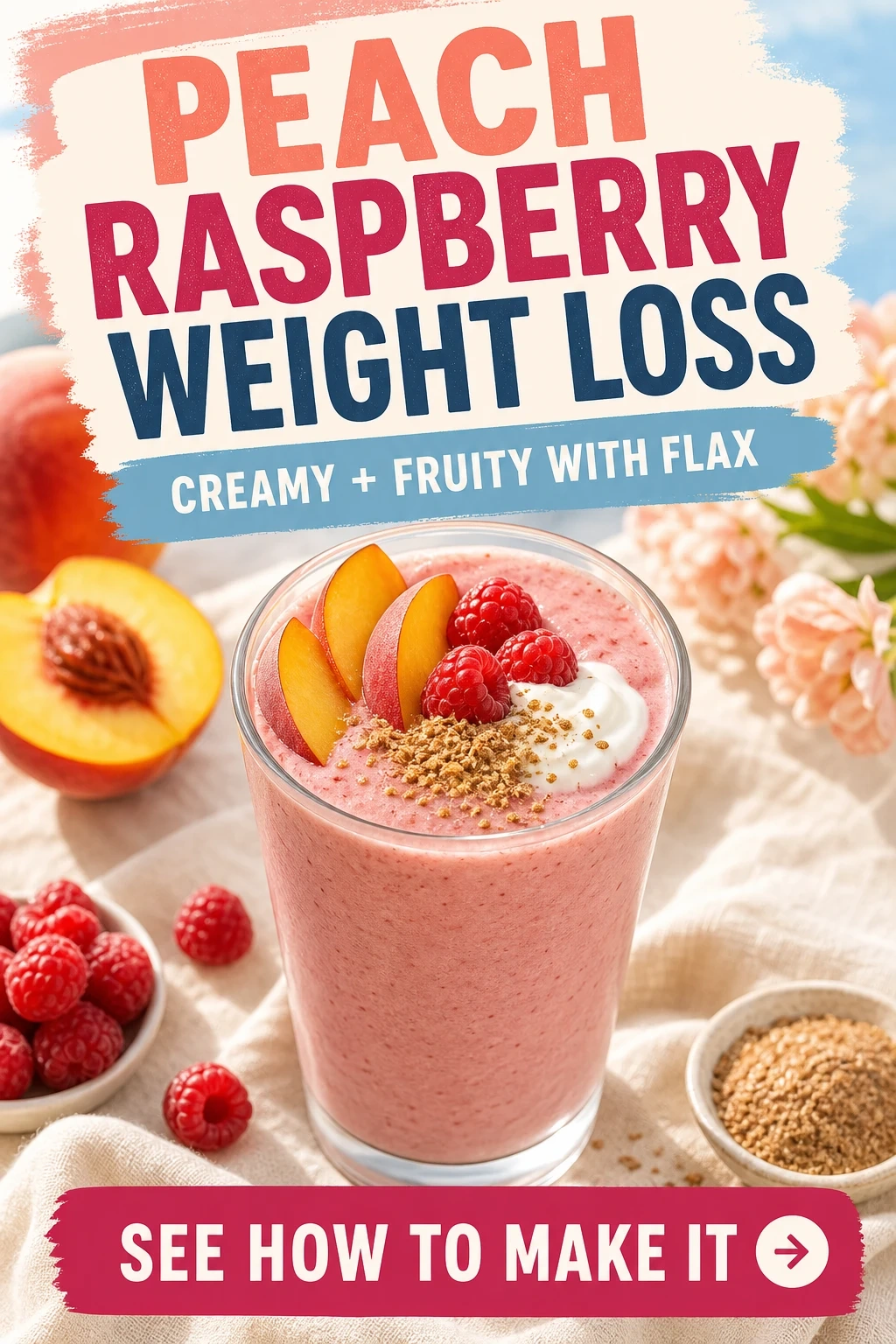 Peach Raspberry Weight Loss Smoothie With Flax