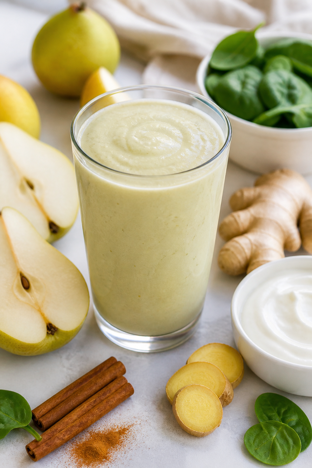Pear Ginger Smoothie With Greek Yogurt