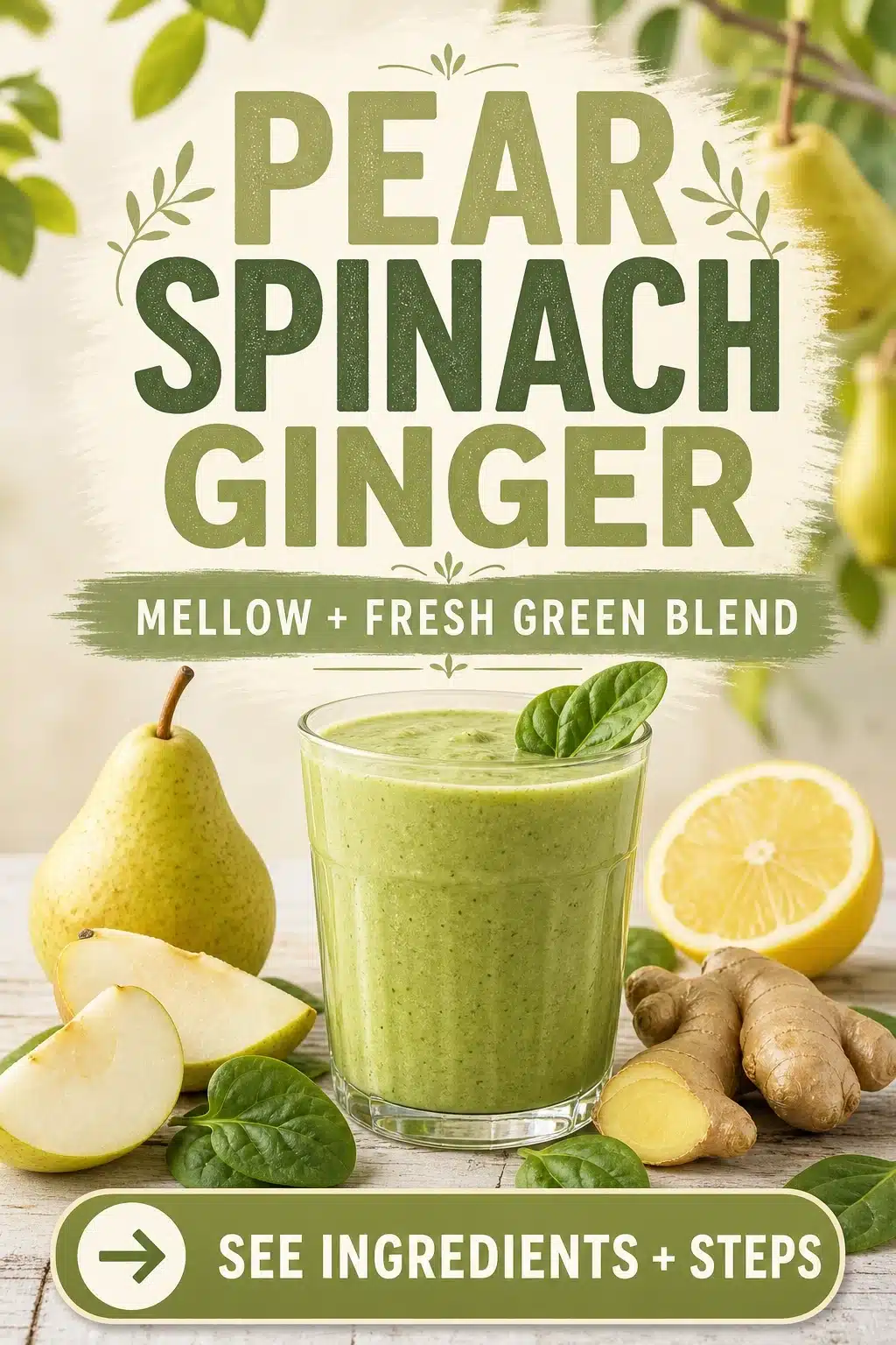 Pear Spinach Ginger Detox Smoothie