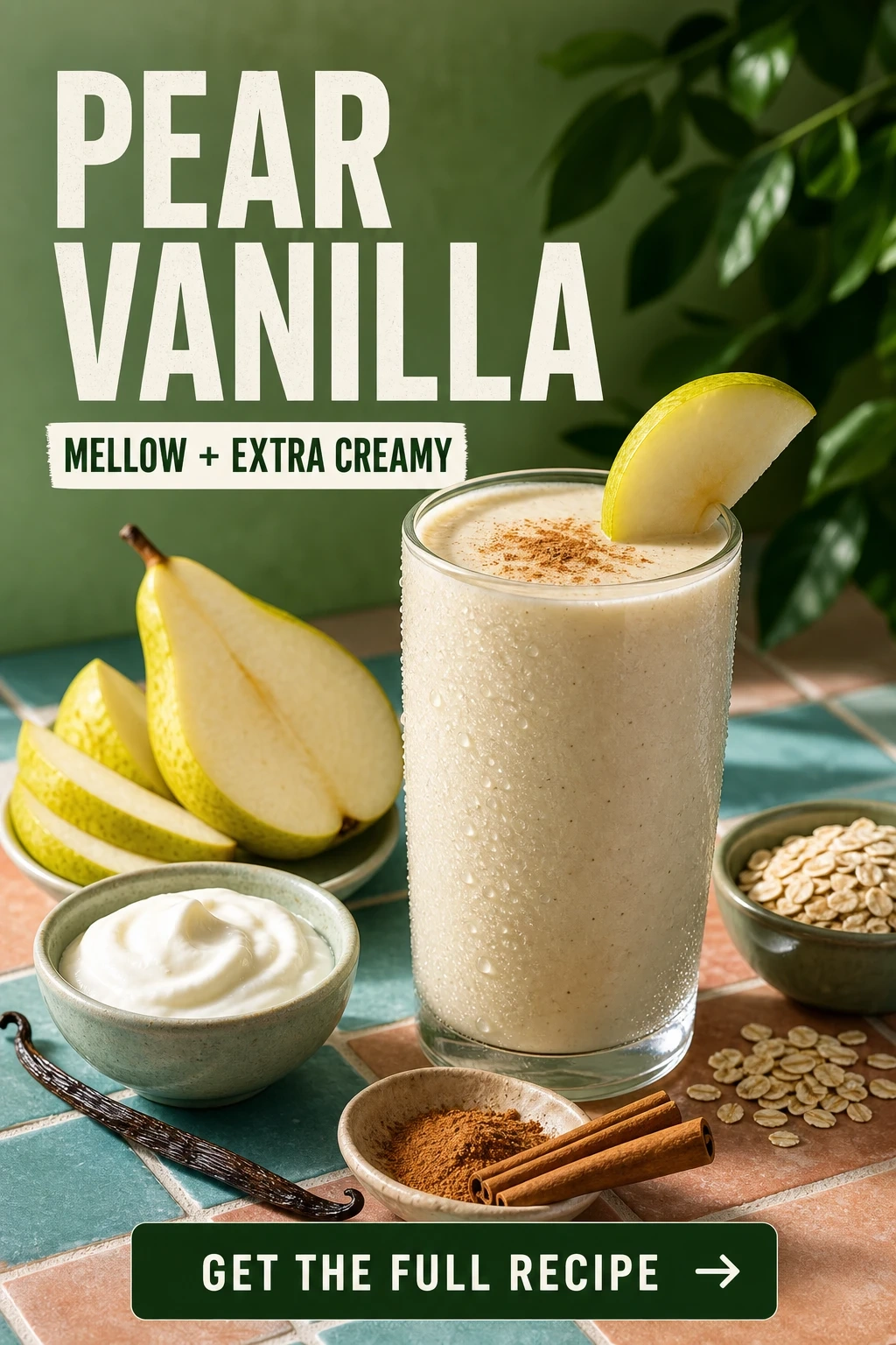 Pear Vanilla Smoothie With Greek Yogurt