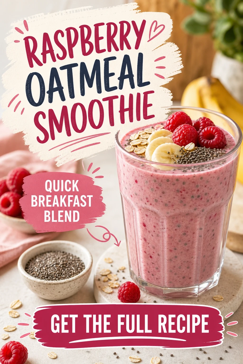 Raspberry Oatmeal Smoothie With Chia Seeds