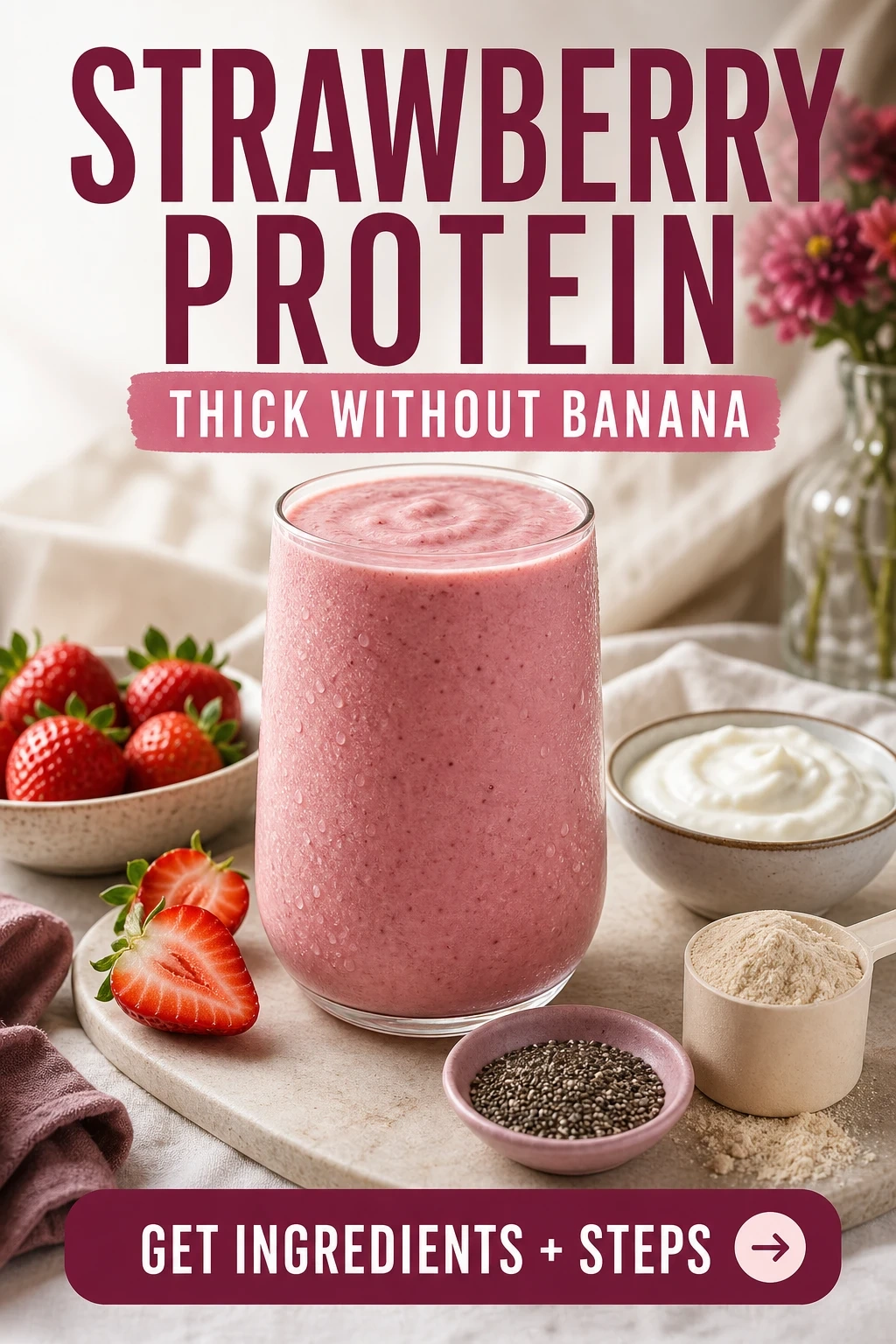 Strawberry Protein Smoothie Without Banana