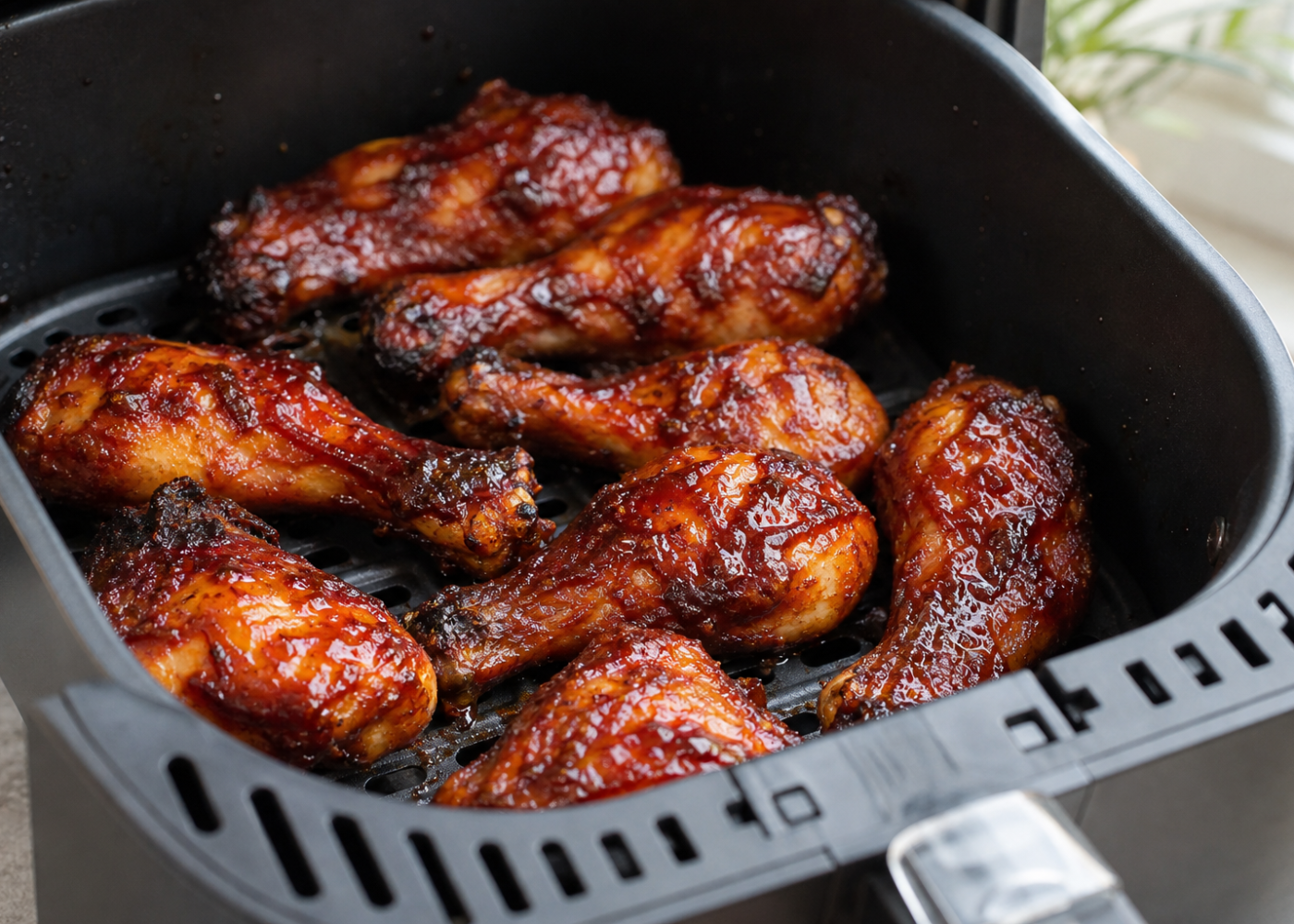 BBQ Air Fryer Chicken Drumsticks With Crispy Edges